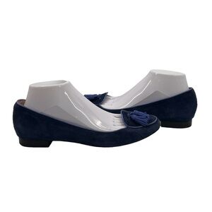 Ann Taylor Blue Suede Slip On Tassel Flats Size 9 1/2 Women’s